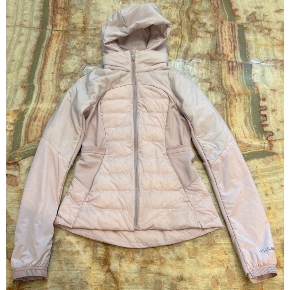 Lululemon Womens Down For It All Jacket Porcelain Pink Full Zip Hooded 4/XS